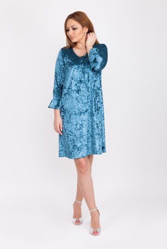 Rochie eleganta albastra din catifea CSF-204