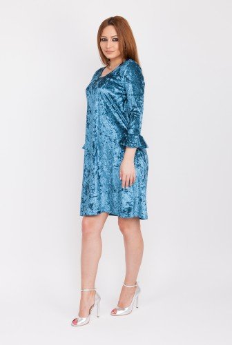 Rochie eleganta albastra din catifea CSF-204